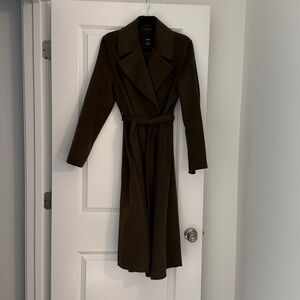 Dark Green Wrap Trench Coat by Mango